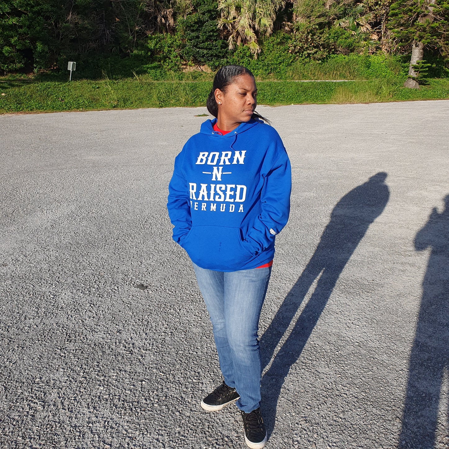 ROYAL BLUE BORN-N-RAISED BERMUDA PULLOVER HOODIE