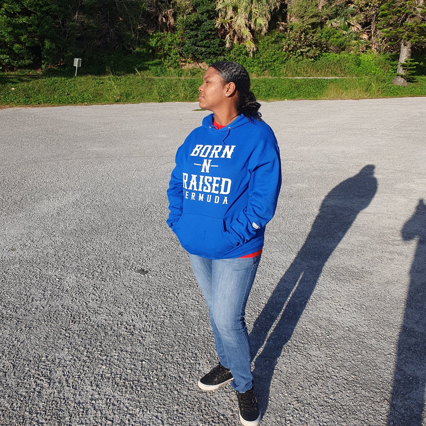 ROYAL BLUE BORN-N-RAISED BERMUDA PULLOVER HOODIE