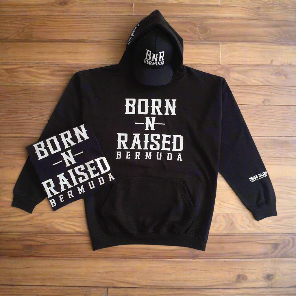 BLACK BORN-N-RAISED BERMUDA PULLOVER HOODIE