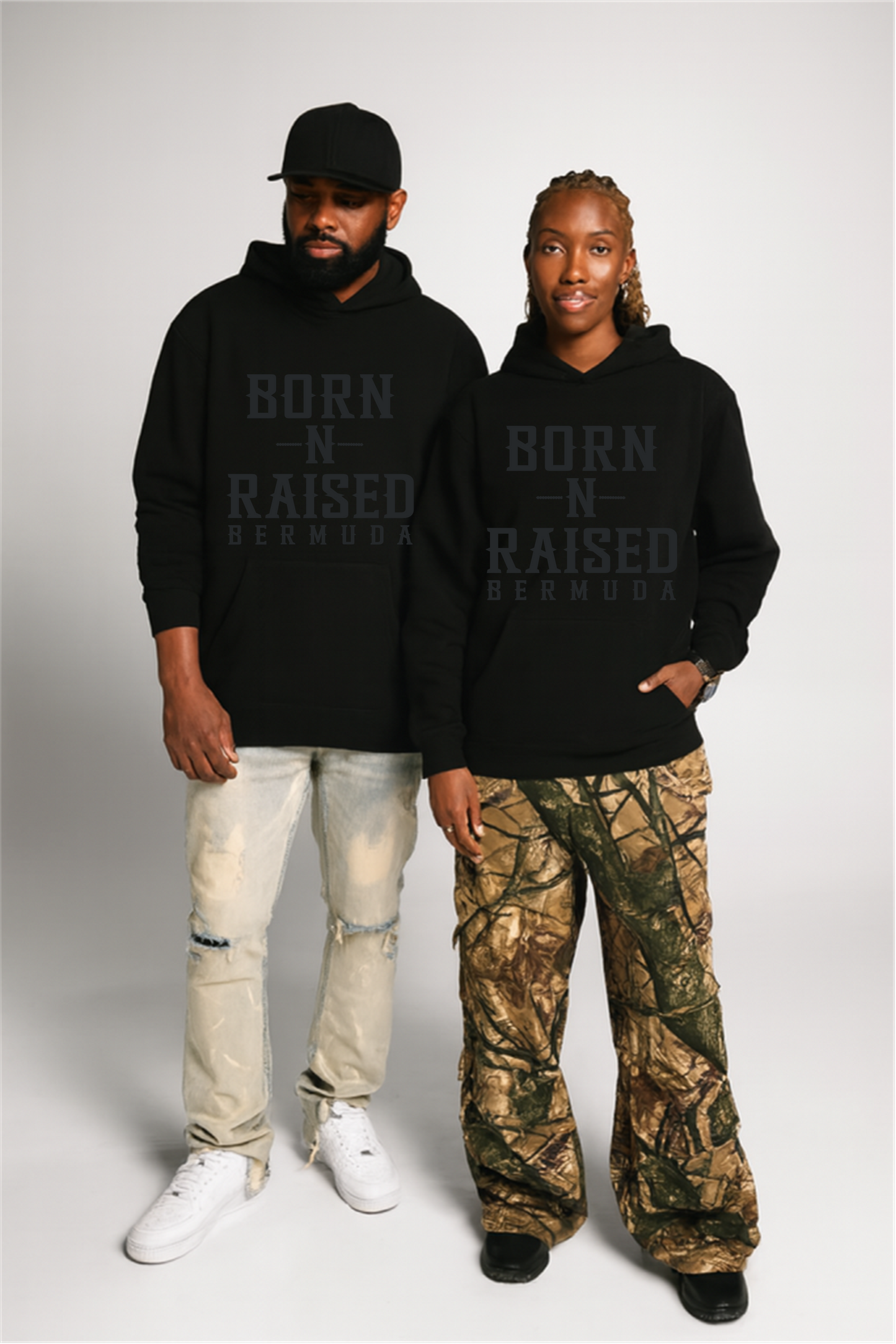 Black on Black Born-N-Raised Bermuda Unisex Hoodie