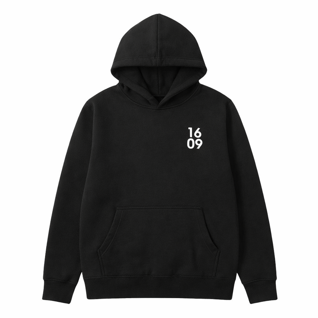 1609 Premium Black Hoodie