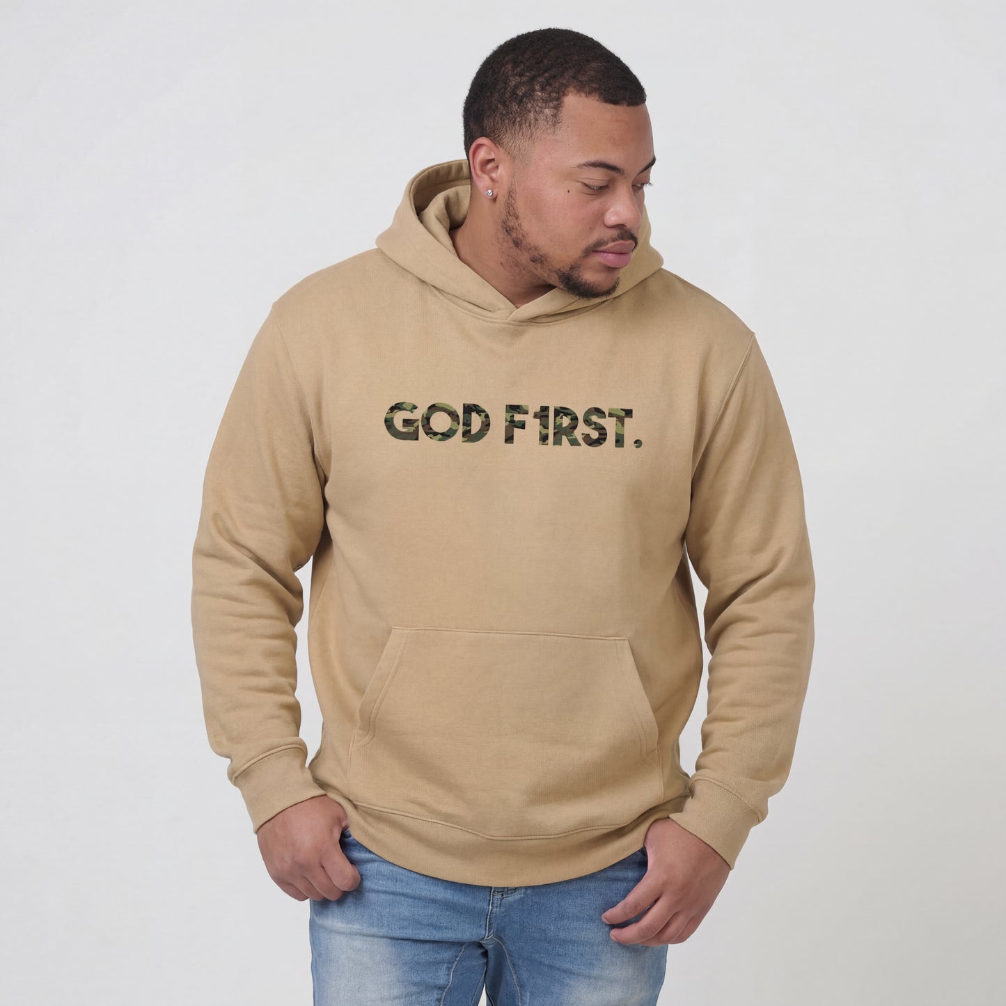 GOD F1RST KHAKI & CAMO HOODIE