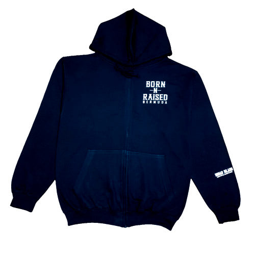 Black Born-N-Raised Bermuda Zip Hooded Unisex Jogger Set