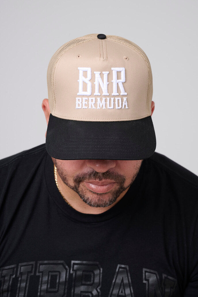 Khaki and Black BnR Trucker Hat