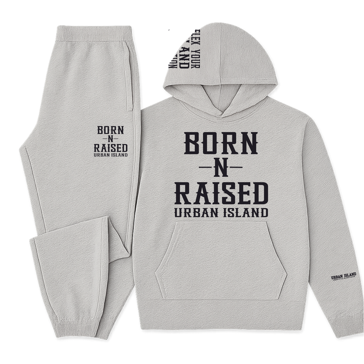 Born-N-Raised Grey Hooded Sweatsuit