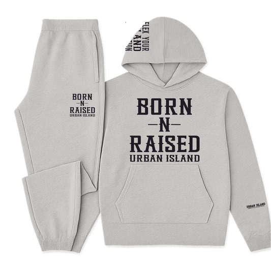 Born-N-Raised Grey Hooded Sweatsuit