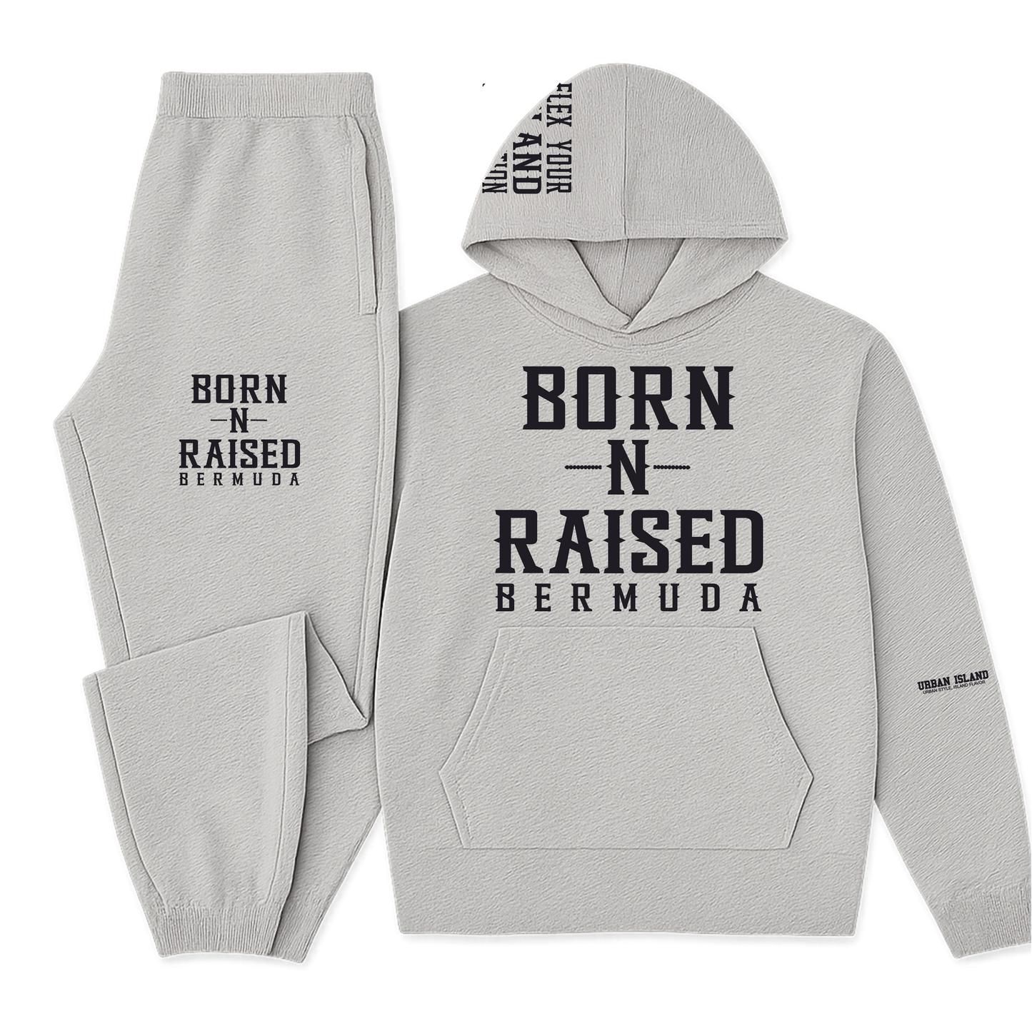 Born-N-Raised Grey Hooded Sweatsuit
