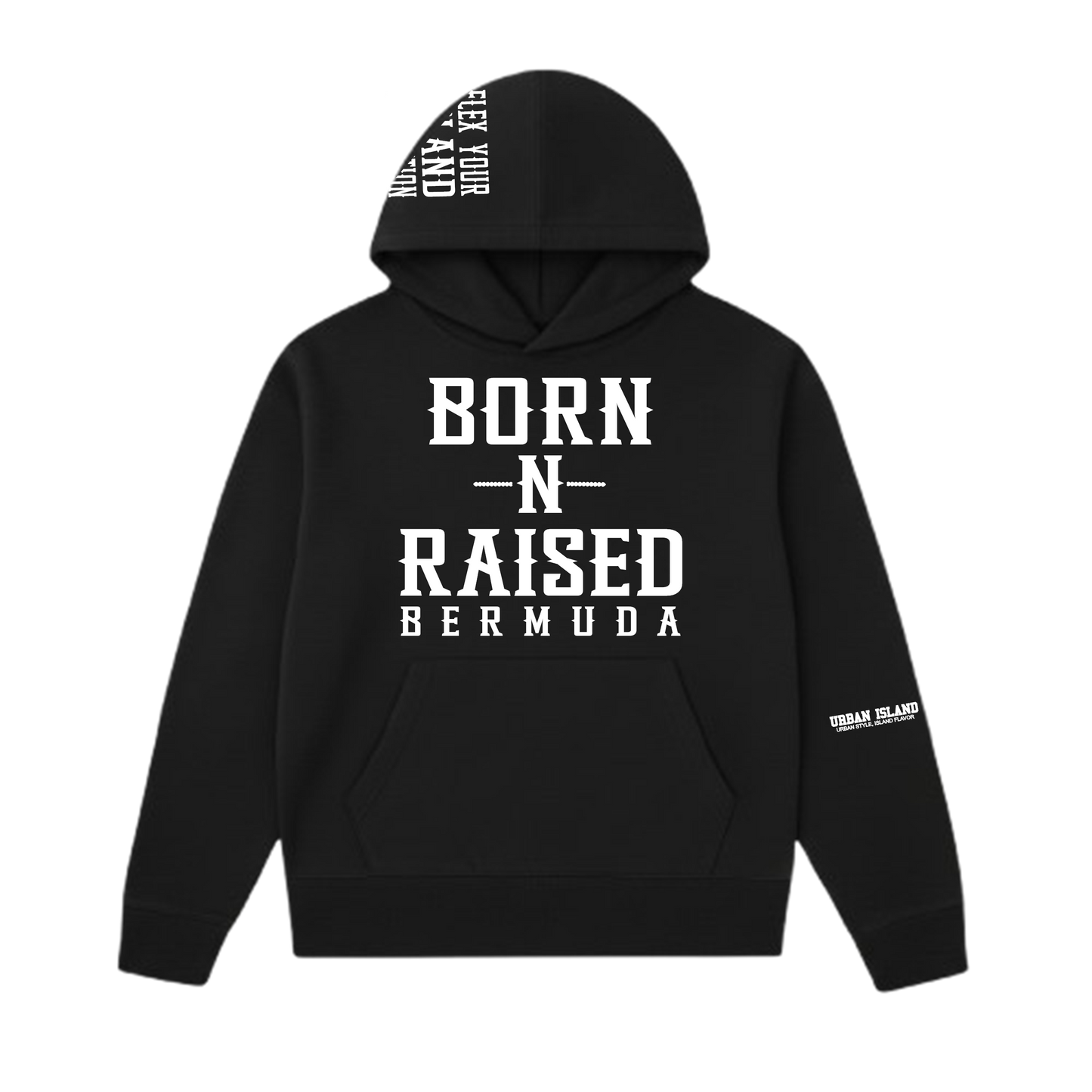 BLACK BORN-N-RAISED BERMUDA PULLOVER HOODIE