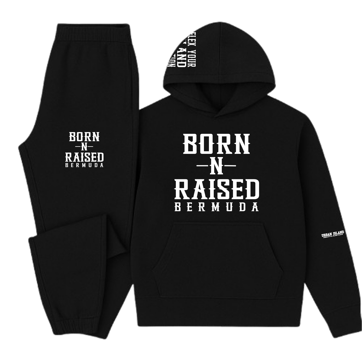 Born-N-Raised Bermuda Black/White Unisex Sweatsuit