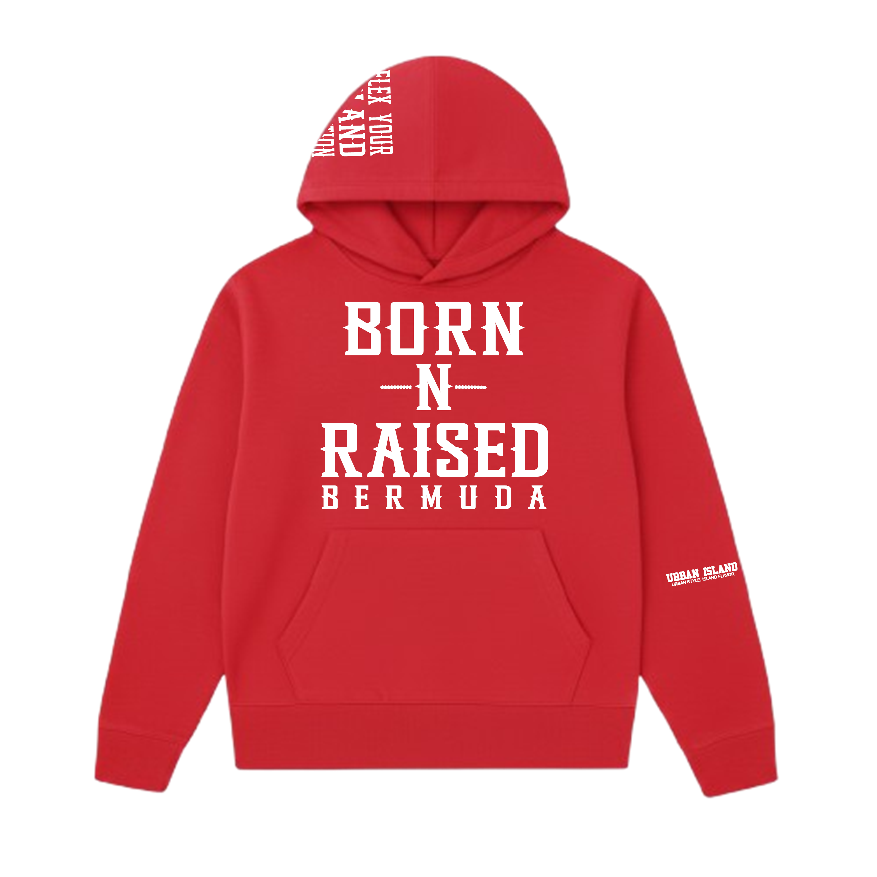RED BORN-N-RAISED BERMUDA PULLOVER HOODIE – UrbanIslandBda