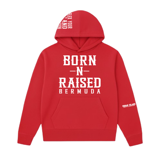 RED BORN-N-RAISED BERMUDA PULLOVER HOODIE