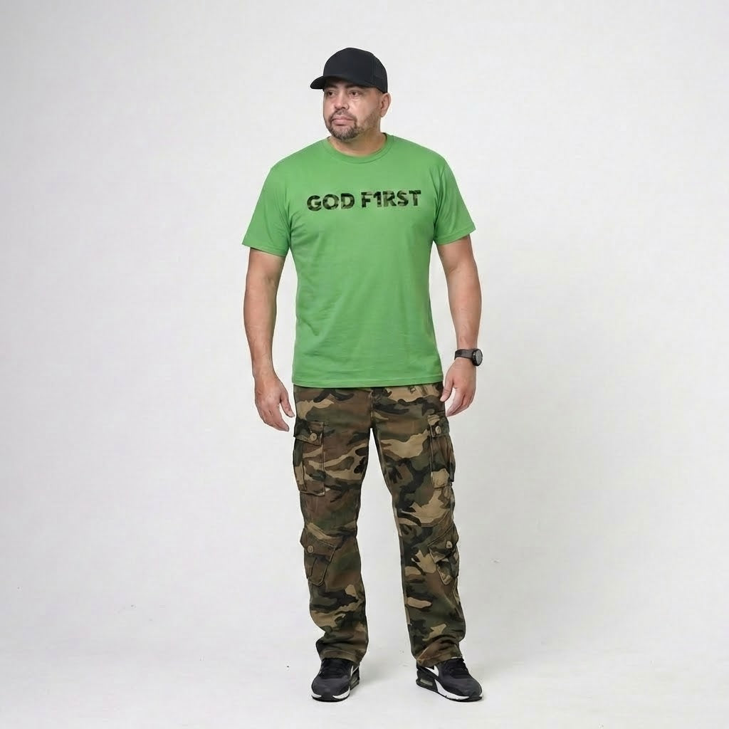 GOD F1RST Camo Print T-shirt