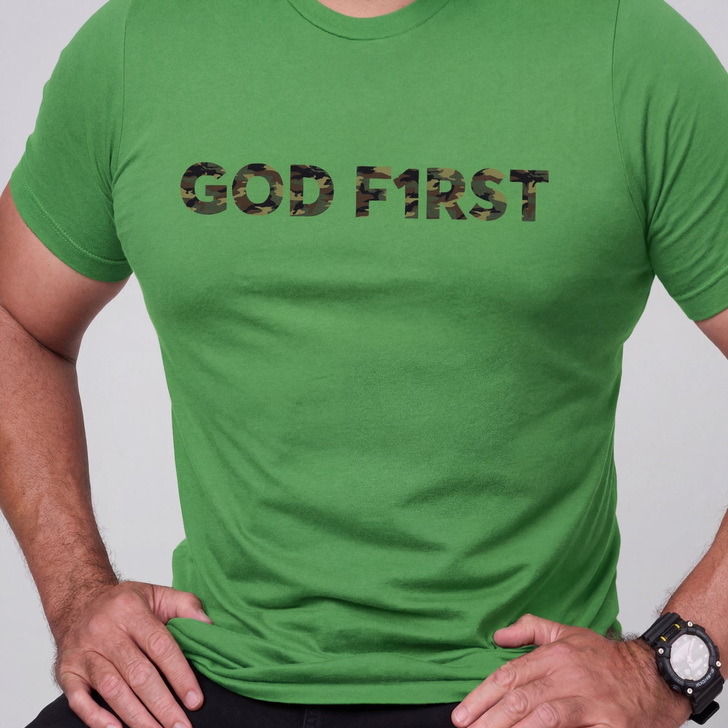 GOD F1RST Camo Print T-shirt