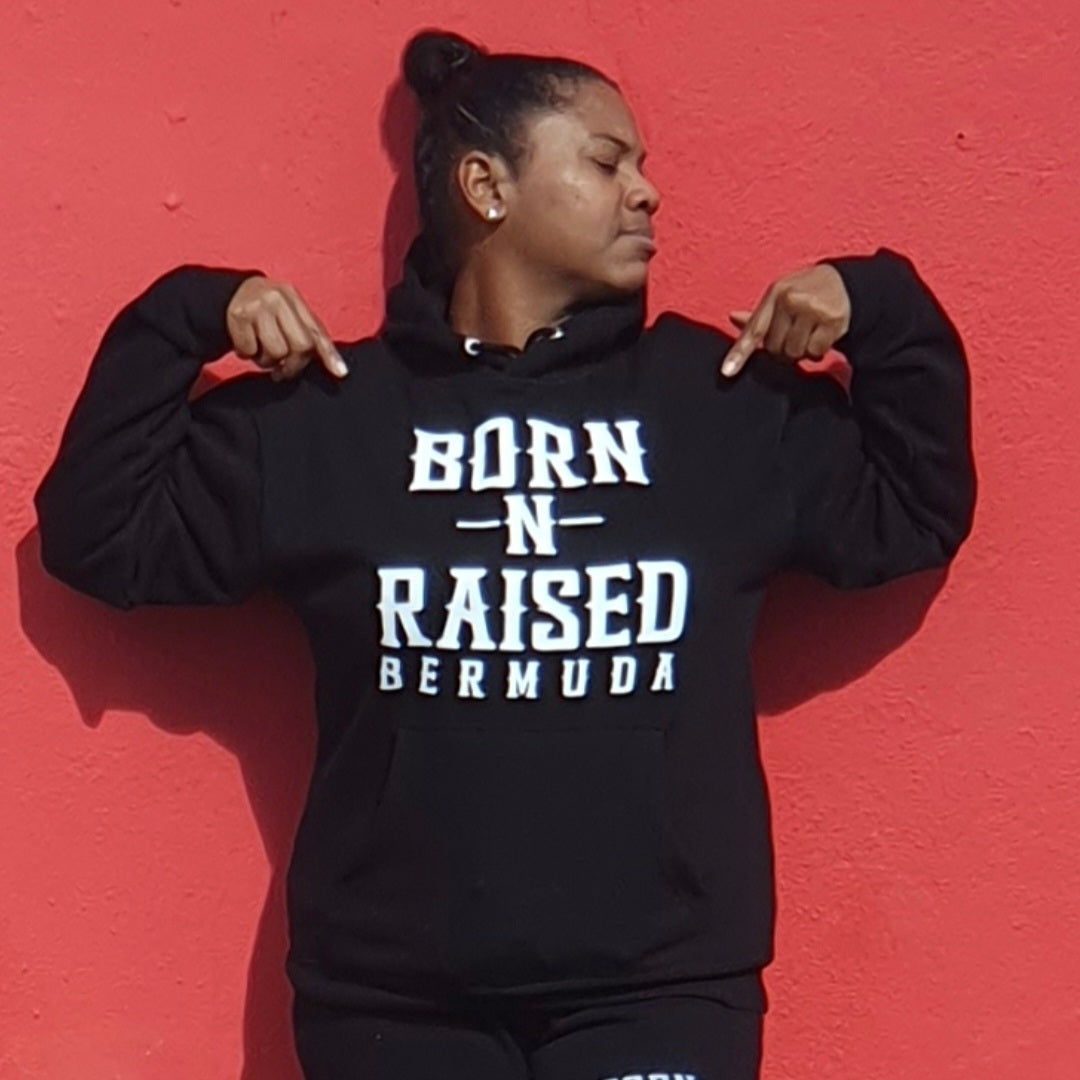 BLACK BORN-N-RAISED BERMUDA PULLOVER HOODIE