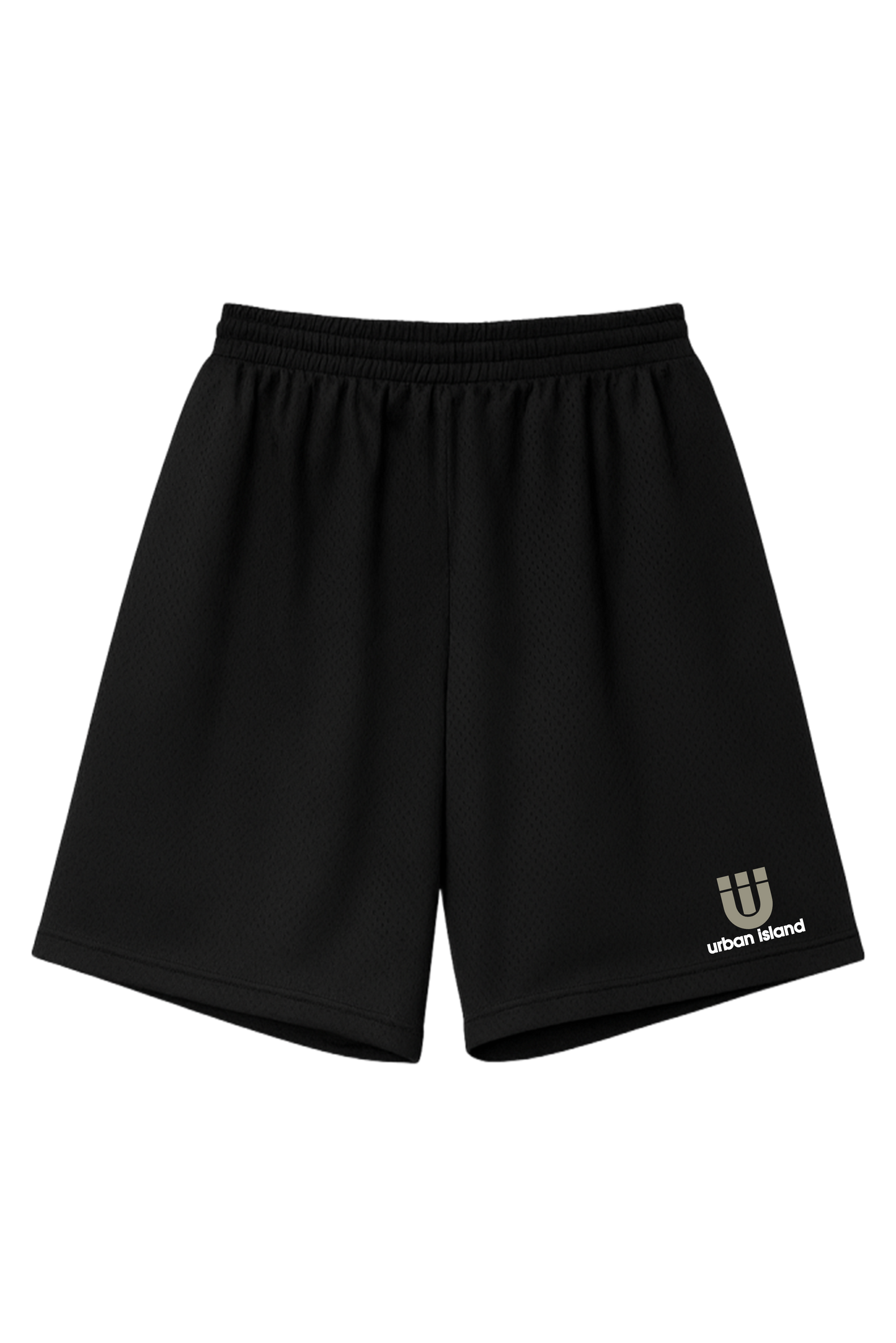 Urban Island Original Two-Tone Logo Black Mesh Shorts