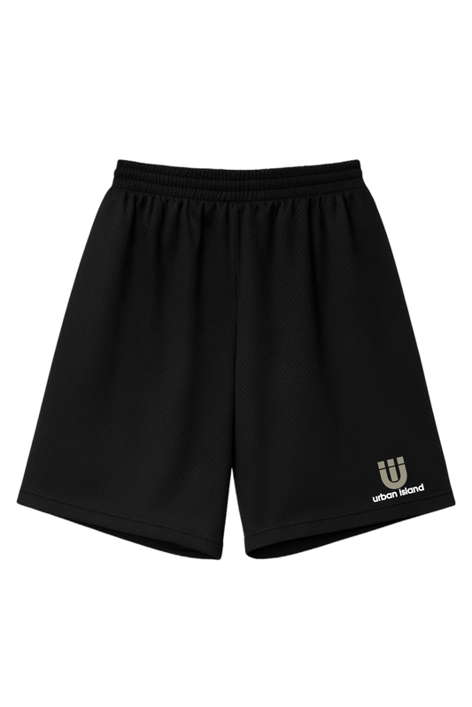 Urban Island Original Two-Tone Logo Black Mesh Shorts