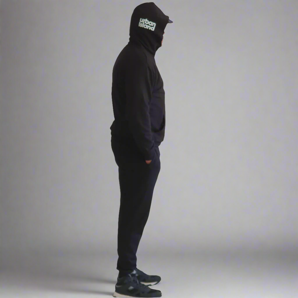 Black Split Logo Heavyweight Hooded Sweatsuit